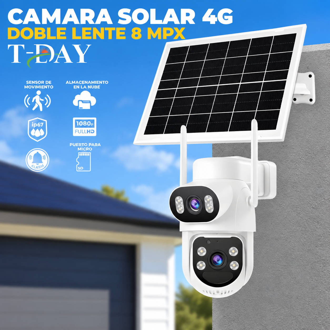 4G Cámara de Seguridad Solar Con doble lente (8Mpx HD)